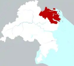 台州市中の三門県の位置