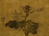玉簪花上遊蝶図 中国 13 - 14世紀