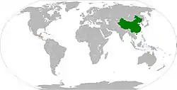ChinaとEl Salvadorの位置を示した地図