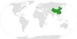 ChinaとNetherlandsの位置を示した地図