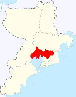 青島市中の城陽区の位置