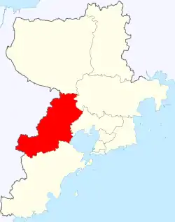 青島市中の膠州市の位置