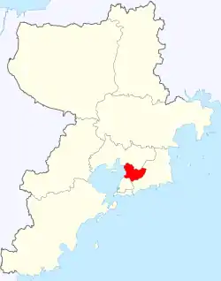青島市中の李滄区の位置