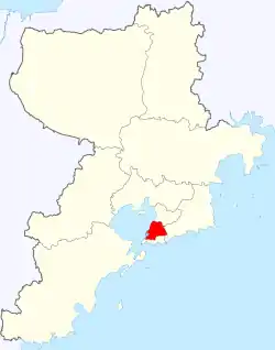 青島市中の市北区の位置