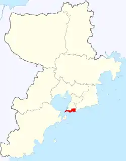 青島市中の市南区の位置
