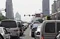 渋滞の多い、長安街。斉家園外交公寓前から見た西の方向