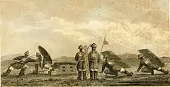 大砲を運用する緑営の兵士（19世紀中頃）