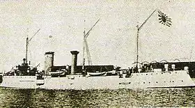 引渡しを終えた「千島」(推定1892年4月、サンナゼール港)#日本海軍全艦艇史(1994)下巻p.464、No.1126の写真解説