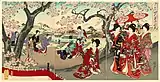 楊洲周延「千代田大奥 御花見」(1894年制作)。大奥の女性たちの花見。