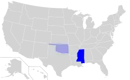 Choctaw language spread in the United States.