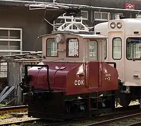 旧塗装に塗り替えられたデキ3（2010年3月20日 仲ノ町駅）