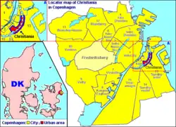 Location of クリスチャニア (コペンハーゲン)