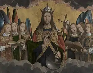 『奏楽の天使たちに囲まれたキリスト』 (1483-1494年頃)  ハンス・メムリンク