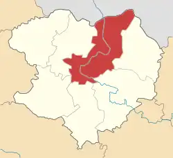 ハルキウ州での地区の位置