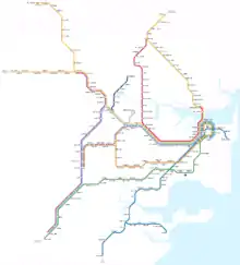 シティレール近郊路線の系統図（2006年現在）