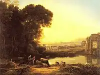 『ティトス帝の凱旋門のある風景』1644年（複製）