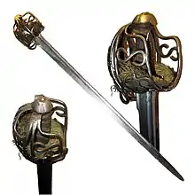 スコットランド形クレイモアのバスケット・ヒルト（basket hilt：籠鍔（かごつば）