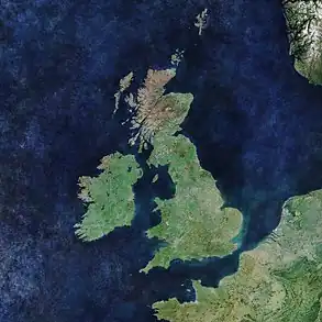 イギリスの衛星写真
