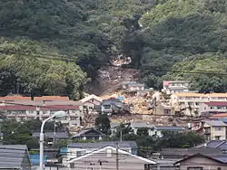 土石流が発生した渓流(2014年広島市)