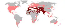 分布図
&nbsp;&nbsp;&nbsp;&nbsp;&nbsp;自然分布域&nbsp;&nbsp;&nbsp;&nbsp;&nbsp;移植分布域