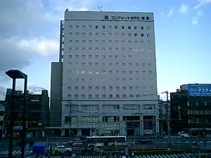 岐阜駅北口から望むコンフォートホテル岐阜