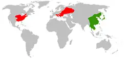 緑色 = Native、赤色 = Introduced