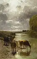 『水を飲む牛』1851年。油彩、オーク板、78.4 × 51.8 cm。ウォルターズ美術館(ボルチモア)。
