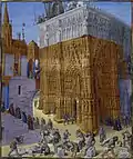 『エルサレム神殿建設』（1470年頃）『ユダヤ古代誌』フランス語翻訳版のミニアチュール。