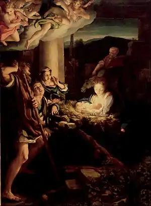 『羊飼いの礼拝』（『ラ・ノッテ』）1529年頃　アルテ・マイスター絵画館所蔵
