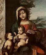 『聖母子と幼児聖ヨハネ』1517年ごろ スフォルツェスコ城絵画館（英語版）所蔵