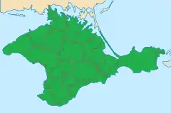 投票地域区別に分けたクリミア半島の地図