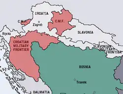 クロアチア軍政国境地帯の位置