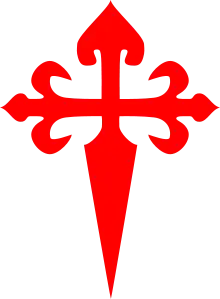 聖ジェームズ十字（英語版）。クロス・フローリー（英語版）に似ており、ヤコブの象徴とされる。赤で描かれる場合が多い。