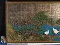 1850年、日本 江戸時代 狩野派 対となる6面の障壁画 墨、顔料、銀箔、金箔、紙、木、絹、漆