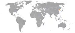 CubaとNorth Koreaの位置を示した地図