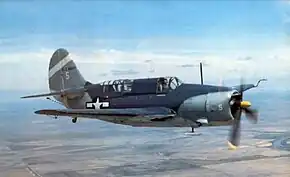 空母ハンコック艦載のSB2C(第85爆撃飛行隊所属、1945年2月撮影)