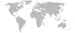 CyprusとJapanの位置を示した地図