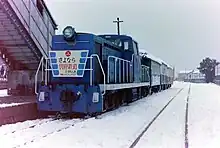 鉄道営業最終日の土山駅に停車中のDD1351+ハフ7+ハフ5+キハ2 （1984年1月31日)