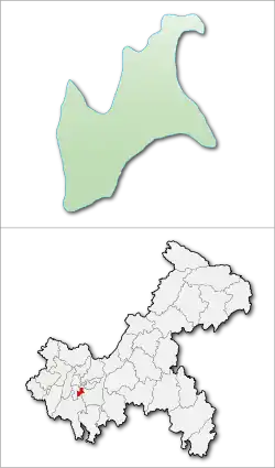 重慶市中の大渡口区の位置