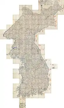 金正浩『大東輿地図』(1861年)。