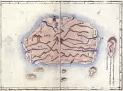 金正浩『大東輿地図』(1861、部分(鬱陵島とその周辺))