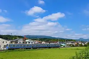 大雄山線を走行する5000系電車(2020年8月 飯田岡駅 - 穴部駅間)