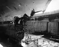 1952年、衝突事故により艦首を損傷
