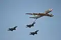 F-15に空中給油を行うイスラエル空軍第120飛行隊のKC-707