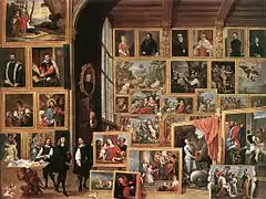 テニールス『ブリュッセルのレオポルト・ヴィルヘルム大公の画廊』 (1640年)