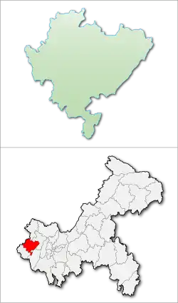 重慶市中の大足区の位置