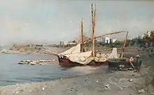 Torre del Grecoの岸の小舟 (1877)