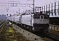 EF65牽引の20系・12系客車による急行「ちくま4号」（回送）（1986年10月 塚本駅）