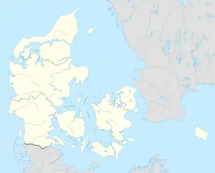 オーフスAarhus（旧: Århus）の位置（デンマーク内）