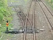 安全側線に使用されている乗越分岐器